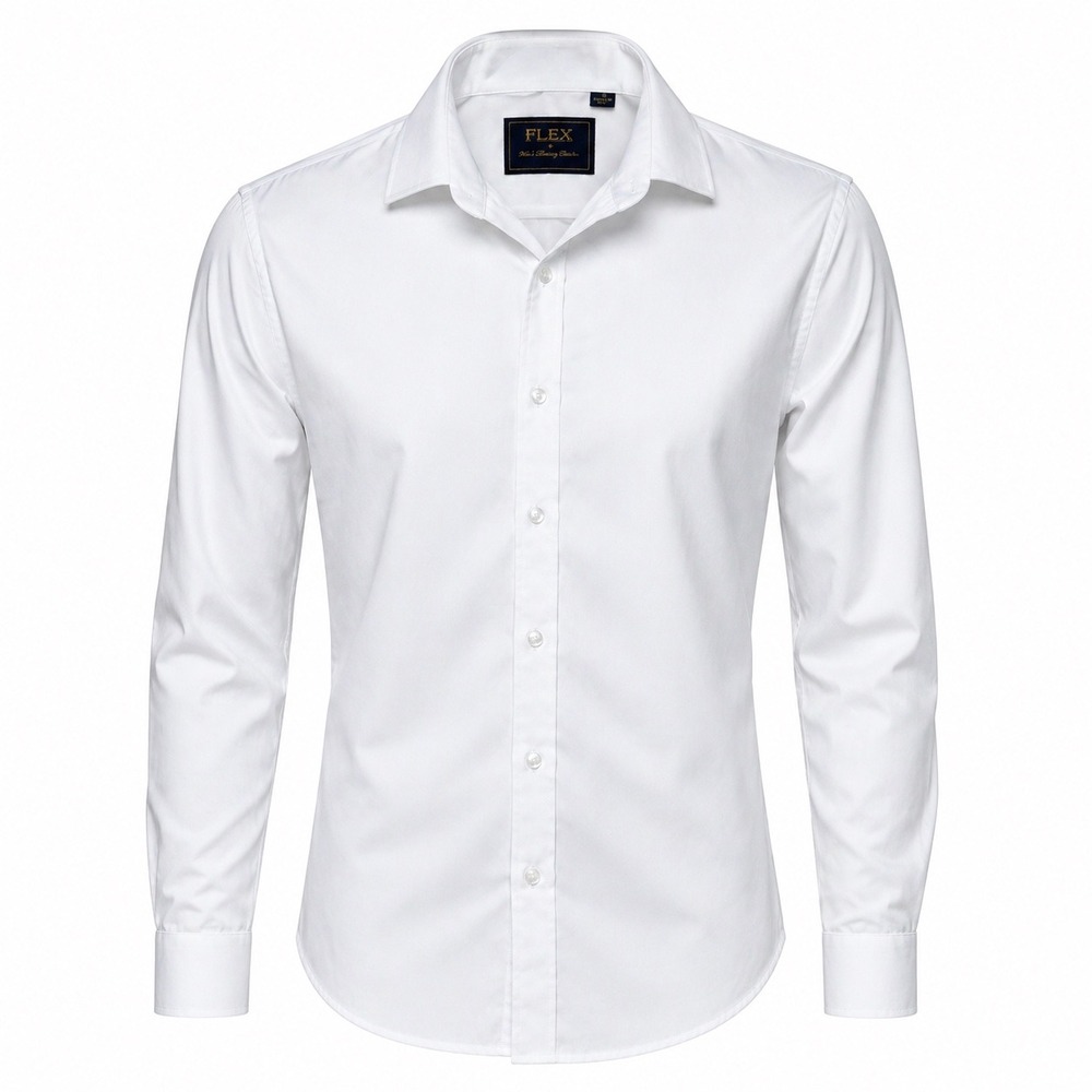 Flex Mens Luxury Collection White Dress Shirt Long Sleeve Button Up Size S